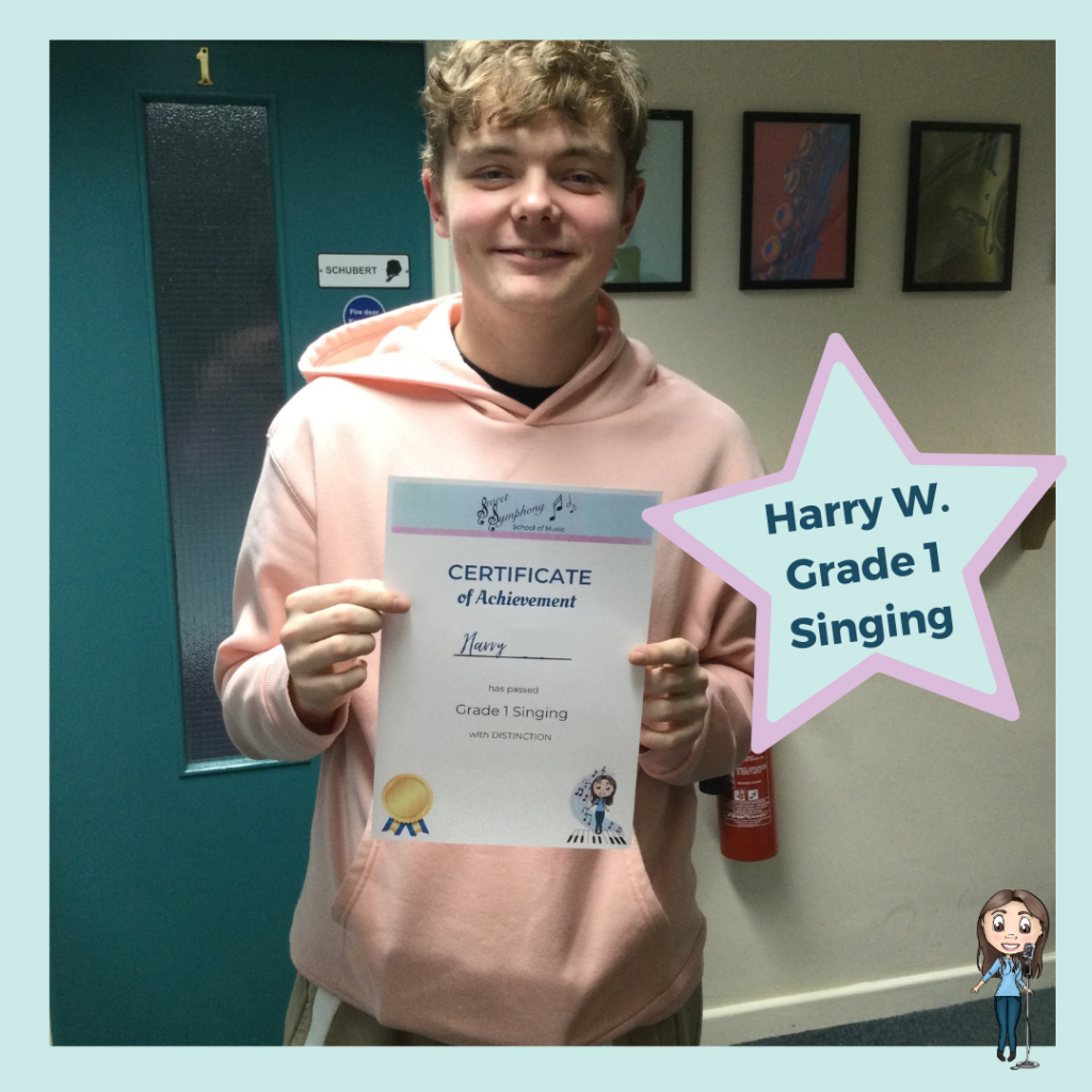 Harry passed his Grade 1 Singing exam with Sweet Symphony School of Music